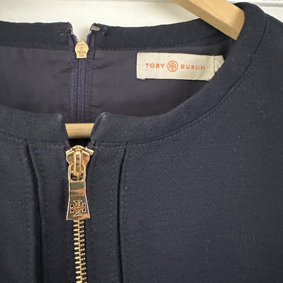 Tory Burch Navy Mariel Dress Wool Sleeveless Zipper Sz 2 - Picture 3 of 5
